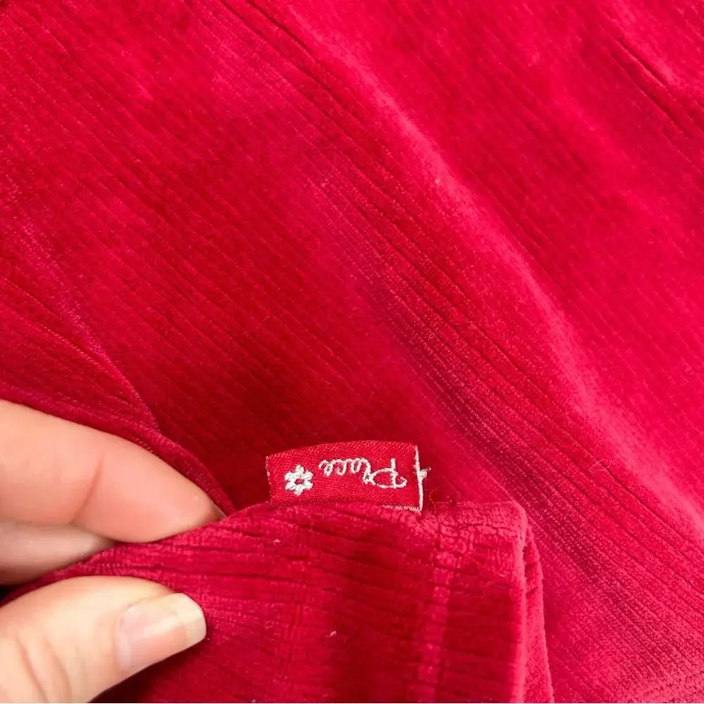 Children’s Place Red Velour Long Sleeve Girls 3T Vintage Ruffle Button Closure